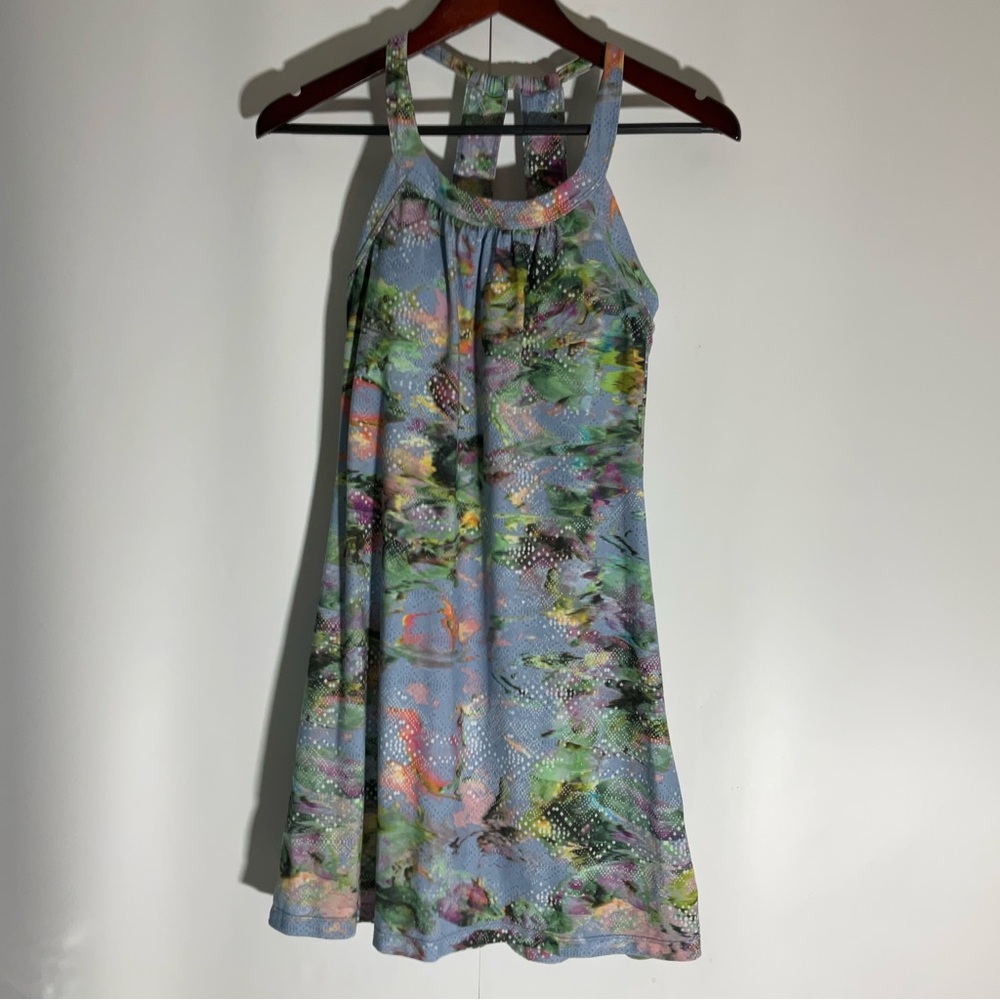 Prana Cantine Dress Blue Graceful Stretch Halter Double Strap back Round Neck XS - Picture 16 of 16